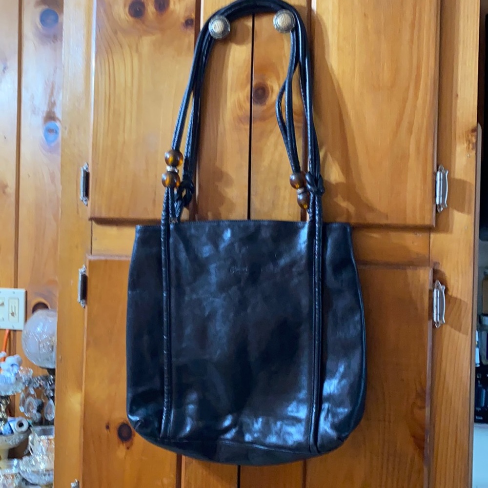 Elmani Leather tote bag new w/long straps